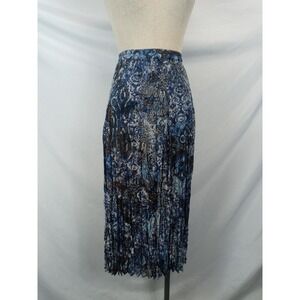 Chico's 3 L/XL Pleated Broomstick Skirt Paisley Boho Grannycore 90s Y2K Blue